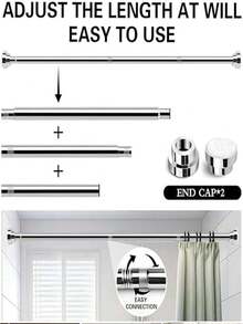 Adjustable Stainless Steel Shower Curtain Rod, No Drilling Required For Bathroom, Shower, Bathtub - Multicolor - View 10