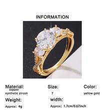 1枚优雅订婚戒指，奢华女士结婚周年纪念戒指，永恒承诺戒指，情人节礼物，四季皆宜的珠宝 - 金黃色 - 查看 8