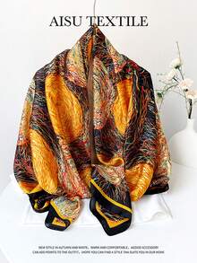 1pc Bohemian Women Shawl, Spring/Summer Satin Chiffon Scarf, UV Protection Silk Scarf Beach Wrap Headscarf, Multifunctional Fashion Accessory - Multicolor - L89150 - View 1