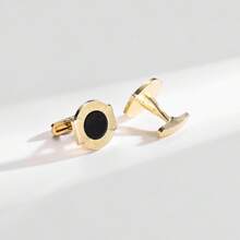 4 Pairs Classic Gold-Tone Drip Oil Iron Alloy Cufflinks With Gift Box, Suitable For Men All Seasons - Gold - View 6