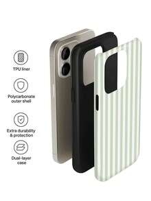 1 pieza Funda dura de teléfono con cobertura completa, de diseño artístico minimalista con patrón de rayas coloridas y acabado brillante, compatible con Samsung/ 11/12/13/14/15/16/17 Pro Max, versión internacional, no la versión nacional - Multicolor - Ver 5
