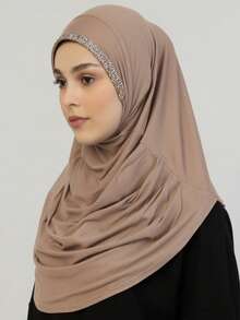 1件装女士纯色速戴头巾，休闲褶皱头饰，实用头巾，可作头巾、长款头巾、速戴头巾，适合日常佩戴，四季皆宜。 - 褶皺頭巾 - 查看 10