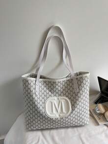 Fashionable Solid Color Tote Bag - White - View 1
