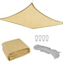 Outdoor Sun Shade Sail, Patio Garden Pool Breathable Triangular Sun Shade Canopy, Beige - A - View 8
