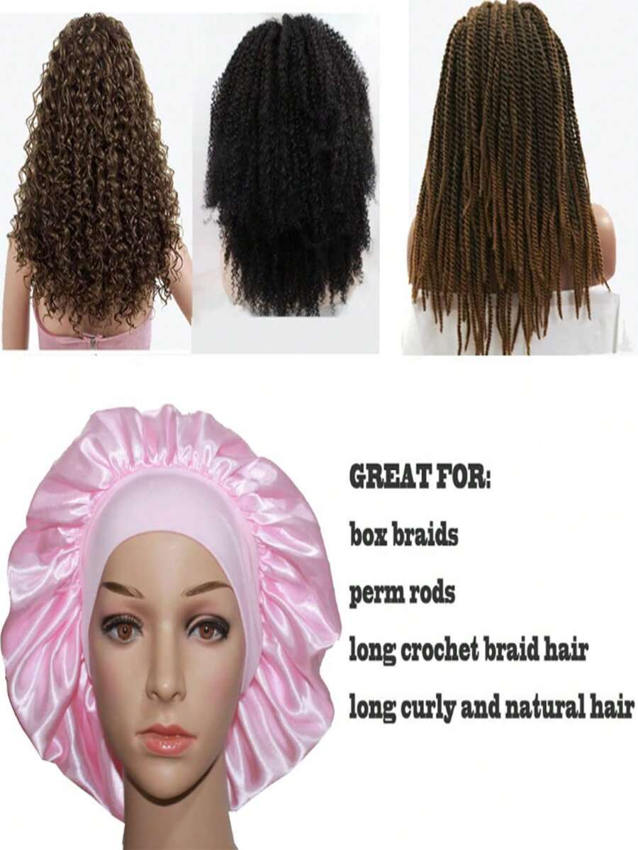 1件装真丝睡眠帽套装 - 缎面发帽，适合卷发/波浪发质，配有柔软弹力带（黑色和金色），轻柔呵护秀发，有效控制毛躁。 - 彩色 - 查看 1