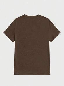 SUPEKYKO 男士加大码短袖T恤 - 宽松运动上衣，适合健身、瑜伽和休闲穿着 | 四季皆宜 - 棕色 - 查看 4