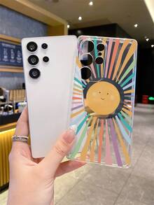 1pc Sun Pattern Transparent TPU Soft Phone Case, Anti-Drop Anti-Scratch Anti-Fingerprint, Precise Camera Cutout, Compatible With Samsung, Apple, Nothing, Pixel, - Clear - View 4