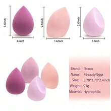 4 Pcs Dry And Wet Use Makeup Sponge Set Blender Beauty Foundation Blending Sponge For Liquid Cream In Pink And White - Pink *4 - View 3