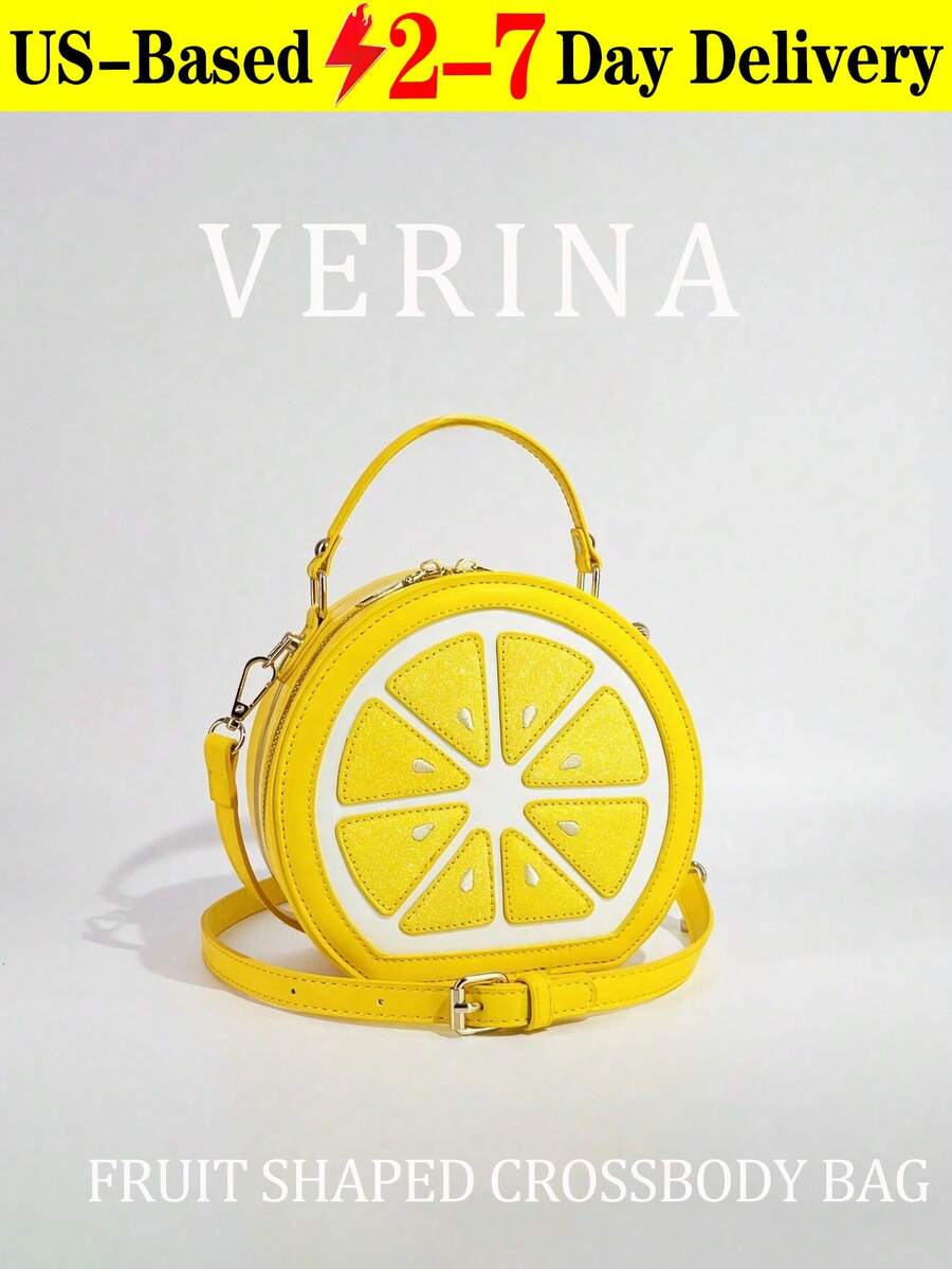 [US-Based Shipping]Fashionable And Versatile Fruit Shaped Bag, Lovely Lemon Crossbody Bag For Women, Perfect For Holidays And Street Fashion Y2K Sequin Patchwork Shoulder Bag, Fashionable Butter Yellow Bag For Women , Valentine's Day,Women's Autumn And Winter Fashion All-Match Fruit Bag Cute Lemon Bag Ladies Messenger Bag Holiday Street Y2K Shoulder Bag, Casual Classic Versatile Daily Commuting, Personalized Bag, Suitable For Daily Matching, Simple, Taking Pictures, Shopping, Dating, Outings, Travel, Seaside, Beach, Portable, Suitable For Girls, Female College Students, Very Suitable For Office, University, Junior High School, High School, Work,Lemon Slice Bag,Fruit Shaped Crossbody Bag,Cute Novelty Purse,Yellow Shoulder Bag,Glitter Detail Handbag,3D Lemon Bag,Summer Beach Bag,Party Clutch,Kawaii Style Purse - 黃色 - 查看 1