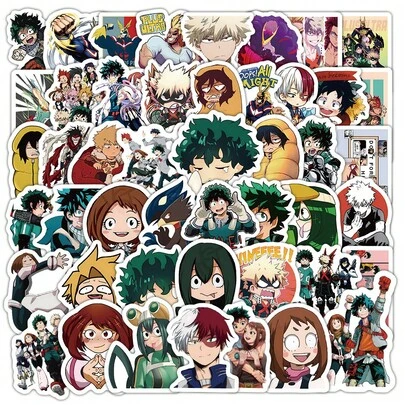 100/60张可爱卡通动漫贴纸套装，包含绿谷出久和明日方舟（阿米娅/能天使），可爱防水乙烯基贴纸，适用于手机壳、笔记本电脑、水瓶、滑板等。