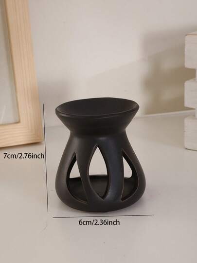 1pc Handmade Ceramic Trifoliate Incense Burner, Japanese-Style Candle & Essential Oil Diffuser Decor Gift