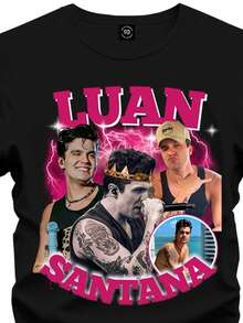 Retro Luan Santana Vintage T-Shirt, Brazilian Pop Star Tee, Luan Fan Gift Shirt, Latin Music Icon Shirt, Concert Tour Shirt - 黑色 - 查看 1