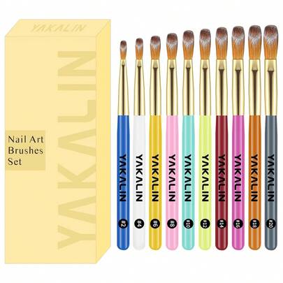 Nail Brush Set - 10PCS Nail Brushes Nail Brushes For Acrylic Powder, Acrylic Application, Nail Extension & 3D Nail Carving For Beginner