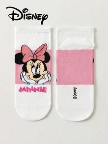 Disney 5双装男女通用短袜，米奇、米妮、唐老鸭、黛丝卡通图案，新颖透气时尚袜，夏季礼物 - 彩色 - 查看 13