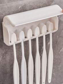1pc Toothbrush Holder Wall Mount With Cover, Electric Toothbrush Organizer, Toothpaste Storage Rack, 2/5/6 Slots Bathroom Adhesive Toothbrush Holder, Bathroom Essentials, Christmas & New Year Daily Necessities - Multicolor - View 16