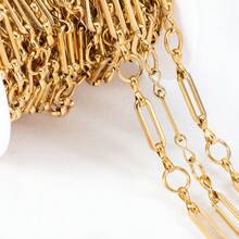 1m Stainless Steel Jewelry Making Chain, Hollow Rectangular Design With Round Spacers, Suitable For DIY Necklace, Bracelet And Other Accessories - Stainless Steel Chain - View 2