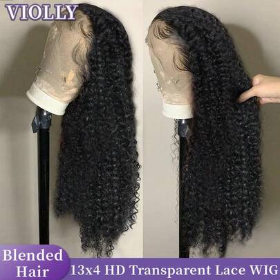 VIOLLY 耳到耳 13x4 高清透明蕾丝前额假发，适用于 30 英寸自由分缝深波浪 1B 自然黑/99J 酒红色非洲假发，预先拔除婴儿发，柔软发丝，人发混纺，耐热纤维合成发，适合角色扮演、日常佩戴、派对等场合，是送给女性的理想礼物。