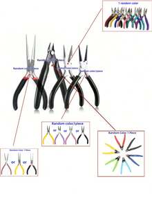 1-6pcs Jewelry Pliers Set, Includes Round Nose Pliers, Nylon Jaw Pliers, Wire Cutters, 6 In 1 Pliers, Wire Wrapping Pliers, And Bead Crimping Pliers For DIY Jewelry Making And Repairing. - Multicolor - View 12