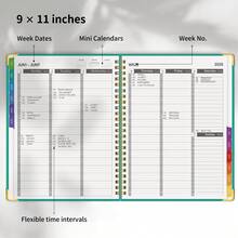 Trees 2026 Appointment Book With Monthly Tabs, A4 Minimalist Daily Planning Journal Notebook With Calendar View, Daily Arrangements & Reminders For Office Supplies School Essentials - Green - View 5