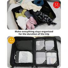 6 Cubitos de Embalaje de Compresión de Malla Extensible (Negro, Tamaño Grande:1L+2M+2S+Bolsa de Lavandería), Organizador de Equipaje para Viaje y Mudanza - 6 piezas grises de tamaño más grande - Ver 7