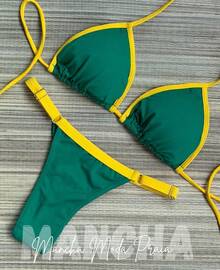 ✨Cotton Candy String Bikini In Polyamide – Comfort And Style ✨ - Green Ribbon Yellow - View 5