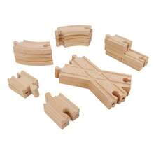 20 PIEZAS Conjunto de vías de tren de madera - Incluye 2 piezas de vía recta con cruce - Compatible con la mayoría de las principales marcas - madera - Ver 6