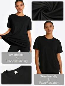 OKP 5 Pieces Of Large-Sized Multi-Color T-Shirts For Girls, Sporty And Casual Women'S Wear, With A Simple And Elegant Style. Suitable For Daily Exercise, Running, Cycling, Can Also Be Used As Pajamas,Large-Sized Clothing. - 彩色 - 查看 5