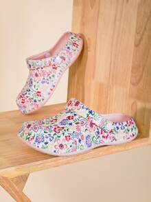 Adjustable Wide Flat Sandals, Suitable For Garden, Travel, Beach, Closed Toe - Pink - View 3