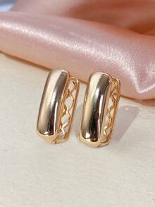 1 件光泽优雅圈形耳环，小众设计，适合日常通勤佩戴 - 耳環 - 查看 7