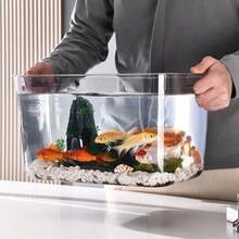 Plastic Fish Tank, High-Definition Transparent Aquarium, Goldfish Tank, Turtle Feeding Tank, Desktop Small Planted Tank (Note: No Cover) - Multicolor - View 5