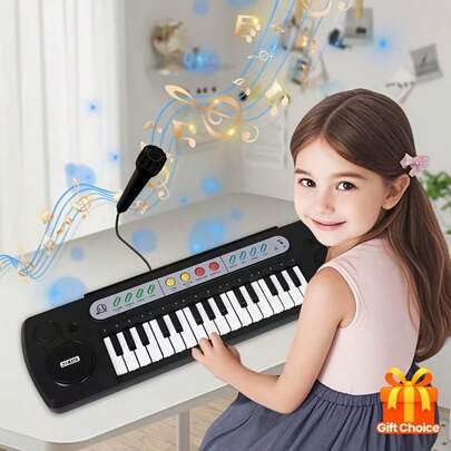 31-Key Portable Electronic Keyboard With Microphone - Children's Music Instrument, Featuring Recording Function, Built-In Speaker, USB/ Battery Power Supply, Lightweight And Sturdy Design, Color Touch Keyboard With Volume/Rhythm Control, Compatible With Music Learning Applications And Software - Ideal Birthday/Christmas Gift For Boys And Girls, Suitable For Home, Travel Or Classroom Use