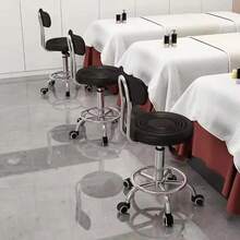 Adjustable Height Desk Chair with Soft Cushioned Backrest - Ergonomic Office & Home Computer Chair, Durable Plastic Frame,Ideal for Dorms & Study Spaces, Dorm Room Furniture, Modern Seating Option, Comfortable Seating Taburete de Trabajo Móvil con Respaldo – Altura Ajustable y Reposapiés, Diseño Funcional y Moderno - Blanco - Ver 6