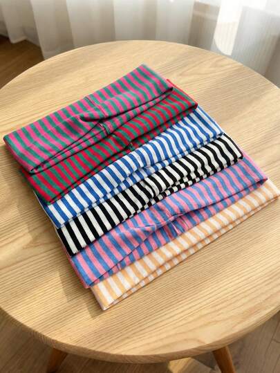 7pcs Women's New Striped & Printed Headbands, Minimalist Versatile Yoga Sweatband, Elastic Wide Headwrap Hair Accessories. Suitable For Outdoor Sports, Yoga, Fitness, Beach Vacation