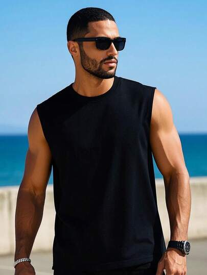  GRDR Men's Classic Minimalist Sleeveless Crew Neck Tank Top, Suitable For Sports, Fitness And Daily Wear