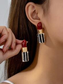 1 Pair Fashionable Vivid Lipstick 3D Stud Earrings - Multicolor - View 8