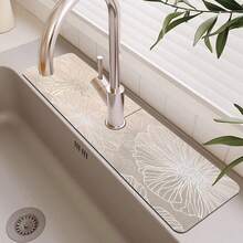 1pc Lotus Texture Anti-Slip Silicone Faucet Drain Mat, Kitchen Sink Drain Mat, Suitable For Various Faucets In Bathroom And Kitchen - Multicolor - View 12