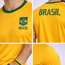 Men's Brazil Jersey, Yellow National Team T-Shirt, World Cup Hexa - 黃色 - 查看 3