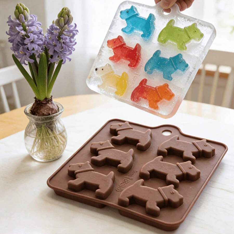 1pc Silicone Candy Chocolate Mold, Dog Shaped Ice Cube Tray, Baking Tray, Kitchen Accessories - Brown - View 1