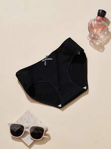 AOKVOGIRL Quần lót cotton nữ 3 chiếc/gói, họa tiết nơ kẻ caro màu ngẫu nhiên, kiểu dáng dễ thương, quần lót tam giác tối giản màu trơn, quần short cạp chun - Nhiều màu - Xem 5