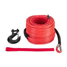 100ft X 3/8" Synthetic Winch Rope 23809LBS Breaking Strength Red Polyethylene Rope With Stainless Steel Hook - Red - View 9