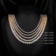 MDFUN 18K Gold Plated 4.0mm Round Cut Cubic Zirconia Tennis Necklace, Unisex - Gold - View 11