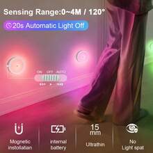 LED Smart Motion Sensor Night Light, USB Rechargeable Wireless Magnetic LED Cabinet Lamp, Emergency Auto Lighting - Round - View 4