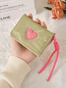 1 chiếc ví nữ ngắn hình trái tim màu kẹo ngọt, có khóa kéo, ví đựng tiền xu có quai đeo, ví đựng thẻ gập có khóa kéo, ví sắp xếp thẻ, hộp đựng thẻ di động, ví đựng thẻ ngắn gập đôi, túi đựng tiền xu, ví đựng thẻ ID, ví đựng thẻ đa chức năng, thích hợp cho du lịch nước ngoài và đi làm hàng ngày, quà tặng cho bạn bè, chị em gái và bạn gái. - Nhiều màu - Xem 8