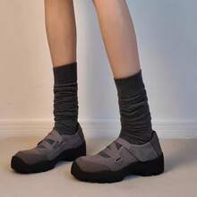 Square Toe Retro Black Shallow Ballet Style Mary Jane Shoes Women Spring 2026 New Casual Leather Shoes - Xám - Xem 6