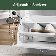 SoBuy FSR16-W, Hallway Shoe Bench Shoe Rack Shoe Cabinet With Flip-Drawer And Removable Seat Cushion, White, Depth: 30cm - White - View 6