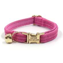 Collar personalizable para mascotas con campana - Nombre de mascota personalizado y número de teléfono Collar para gato y perro, accesorio para mascotas ajustable anti-pérdida - Collar para mascotas personalizado con nombre DIY - Collar de tela suave ajustable para gatos con campana, placa de identificación grabada adecuada para mascotas pequeñas y medianas - Collar personalizado para mascotas con campana linda - Collar para gato y perro con nombre y número de teléfono personalizado, accesorio para mascotas multicolor como regalo - Multicolor - Ver 25