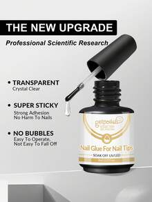 Super colle à ongles ultra-forte, convient pour les ongles acryliques, les pointes d'ongles, les ongles à clipser, les faux ongles, colle à ongles de qualité professionnelle à appliquer au pinceau, facile à appliquer, longue tenue - Transparent - Voir 10
