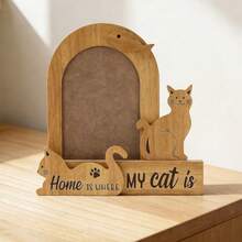 Pet Memorial Photo Frame Adorable 6 Inch Cat Dog Pattern Picture Frame For Cat Lovers Home Office Decor - Plum - View 5