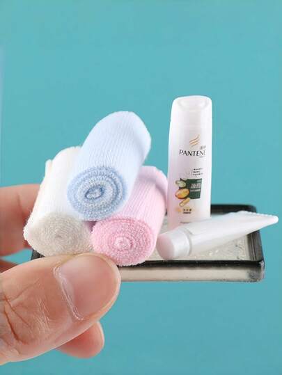 6 piezas Juego de mini jabón y toalla para casa de muñecas, decoración de mini baño, combo de mini jabón y toalla, accesorio de fotografía, escena en miniatura, mini jabón y toalla adorables y realistas, decoración en miniatura, muebles en miniatura, decoración del hogar, decoración elegante del hogar DIY