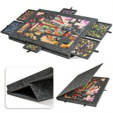 EZIFY Extra Large Portable 6-Drawer Jigsaw Table - Puzzle Mat Included For 1000-Piece Puzzles, Storage Drawers Design - Xám - Xem 9